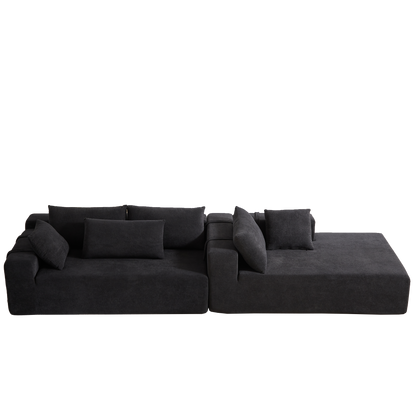 Modern Chenille Upholstered Sectional Sofa Couch Set,Modular 108' L Shaped Sectional Living Room Sofa Set With 6 Pillows
