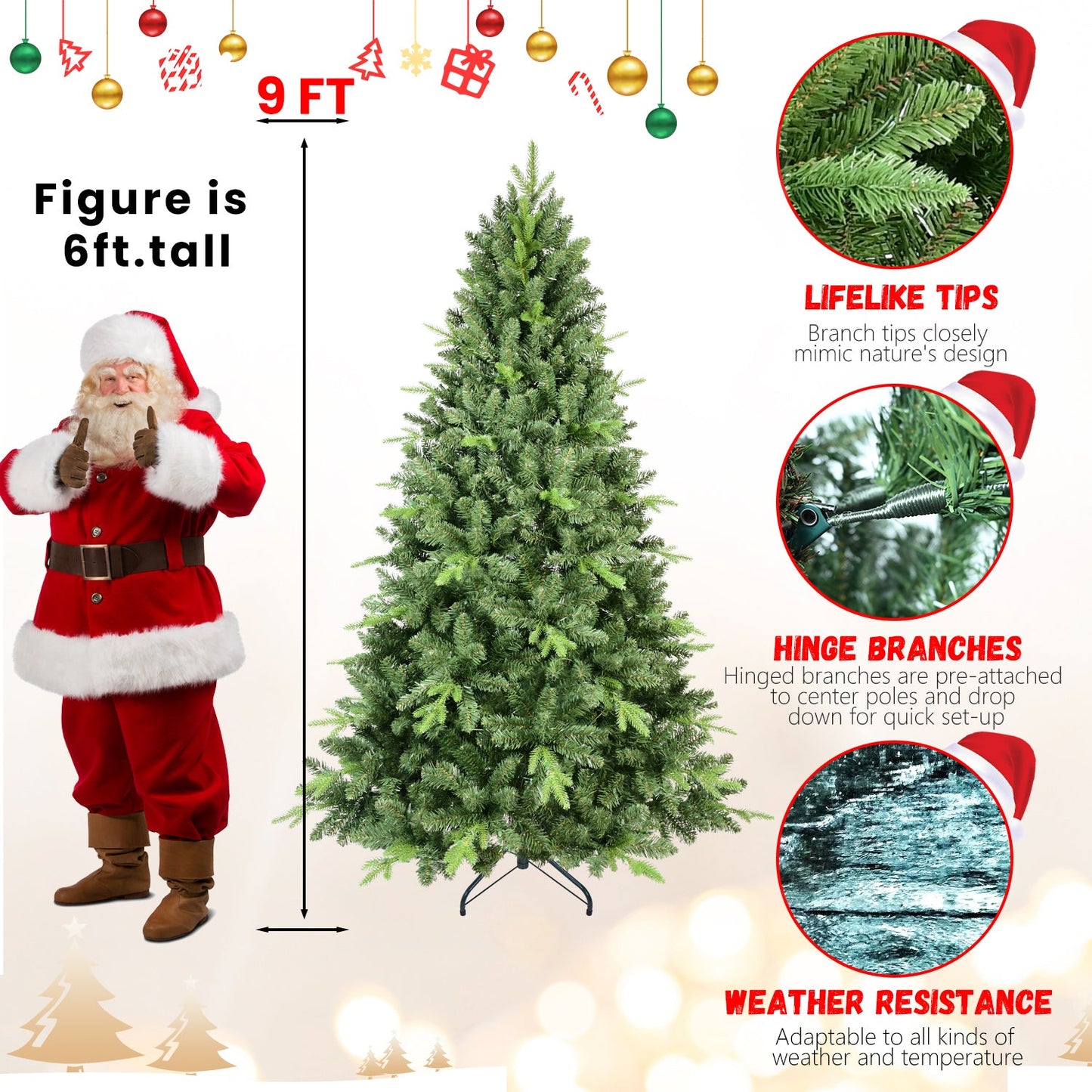 7.5FT Classic Christmas Tree With 2155 PE+PVC Tips – Realistic Hinged Branches, Easy Assembly, Stable Metal Stand, Full