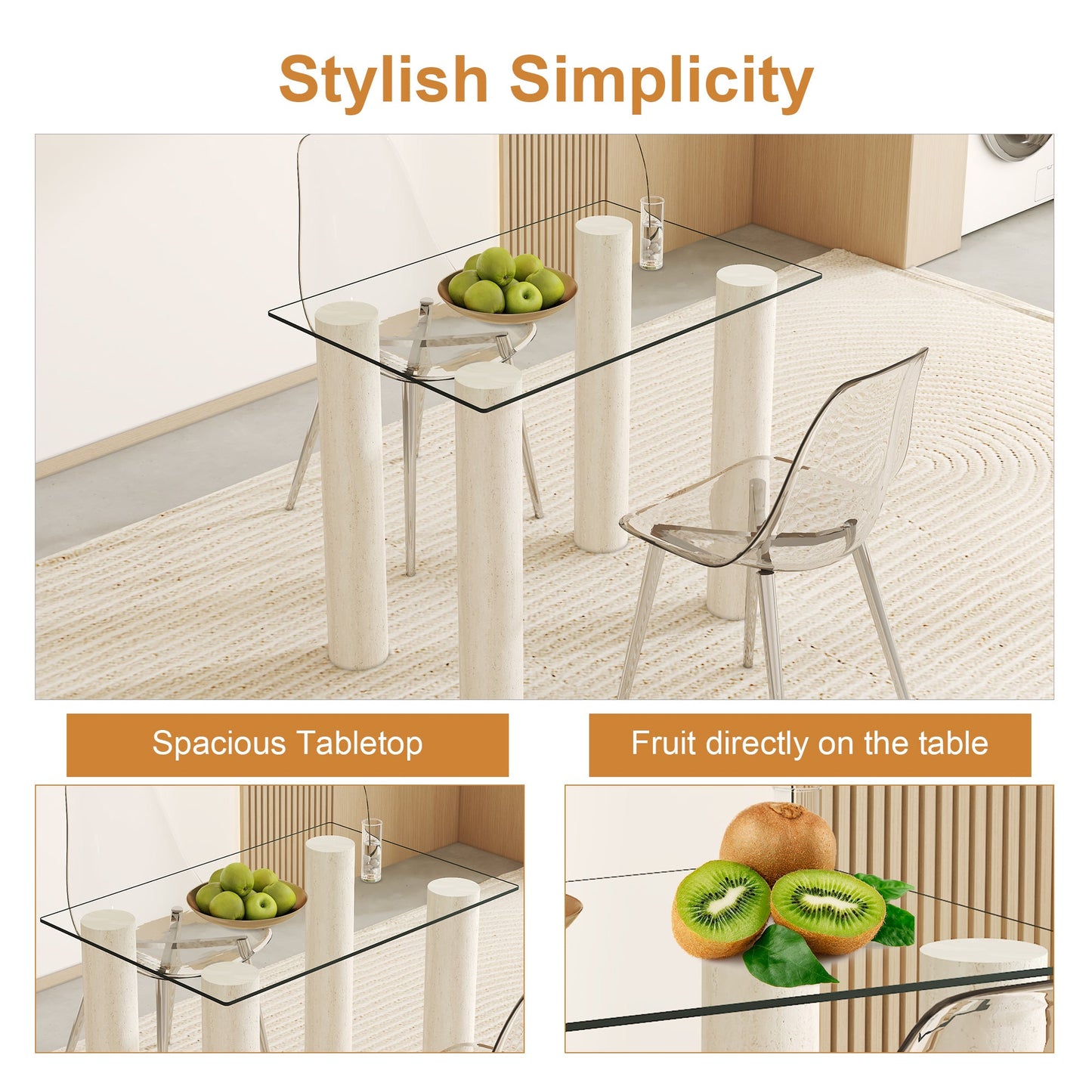 ONLY Separate Glass Tabletop.24*36 Inch Rectangular Heat-Resistant Transparent Tempered Glass Tabletop.Suitable for Vari
