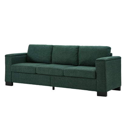 93.7' Modern Style Living Room Sofa Fabric Couch,Square Arm Sofa With Cup Holder,Storage Sofa,Upholstered Polyester Gree
