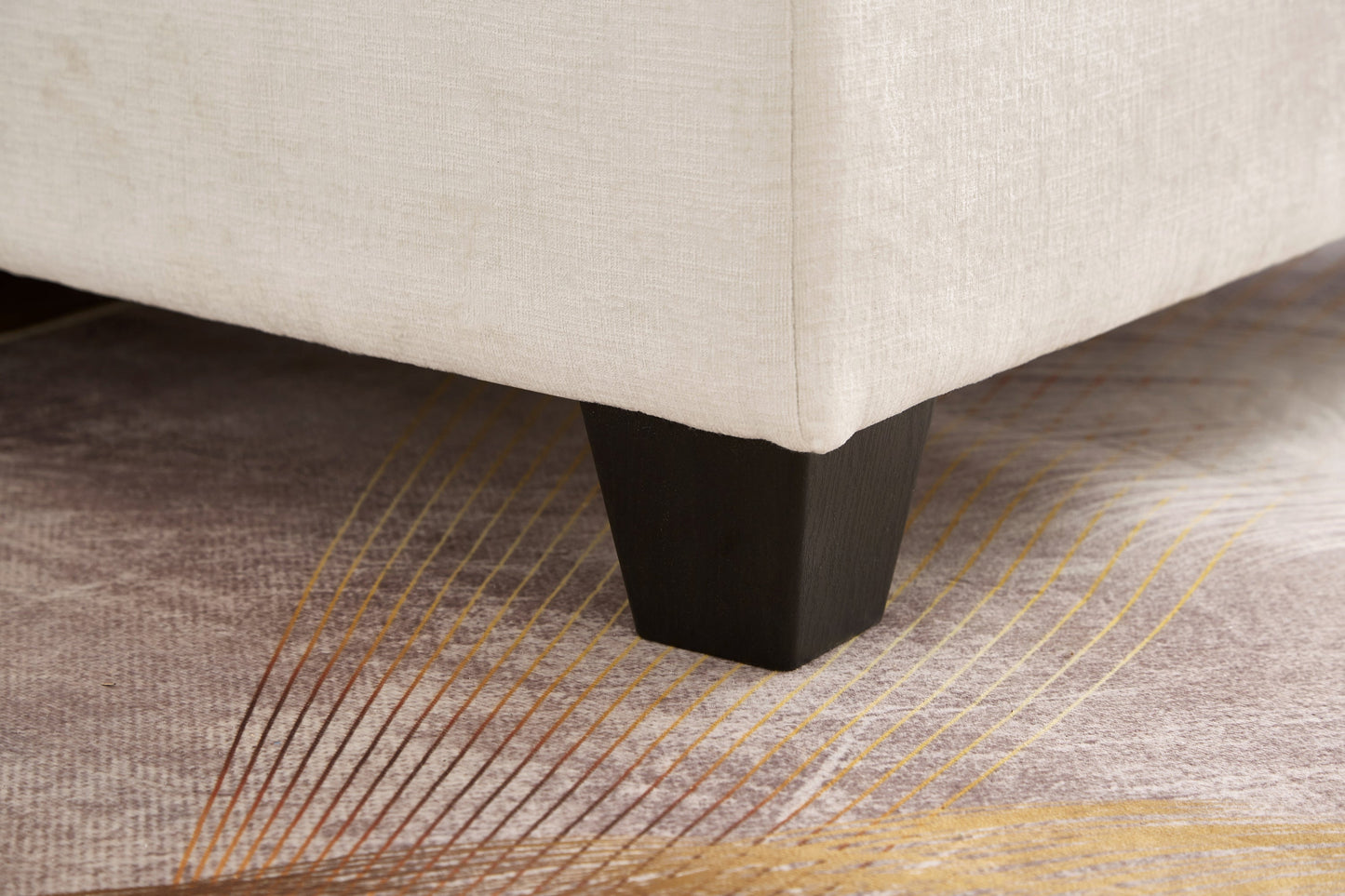 51' Oversize Chaise Lounge Chair With Ottoman and Storage  Upholstered Soft Chenille Beige