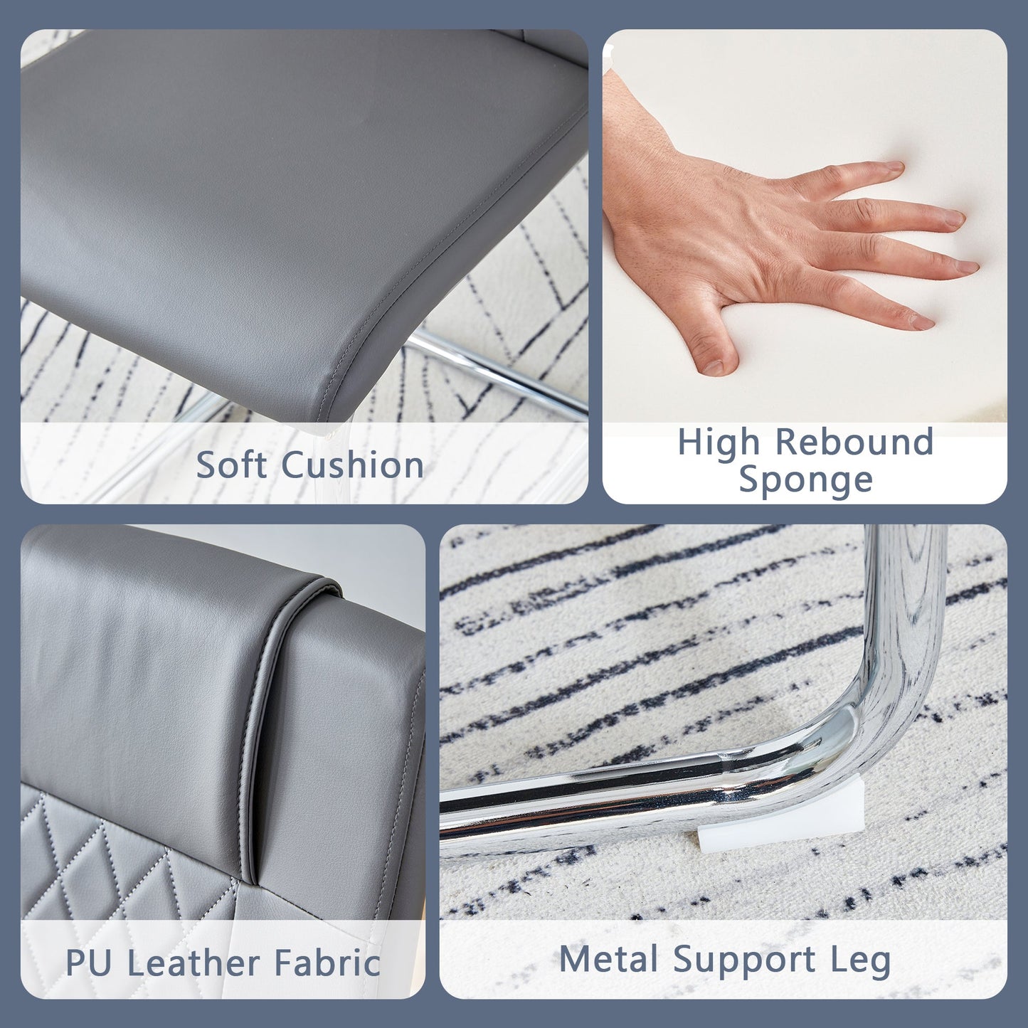 Table and Chair Set.63'x31.5x30' Black Marble-Patterned Slabs Tabletop With Stainless Steel Butterfly Legs.Paried With 6