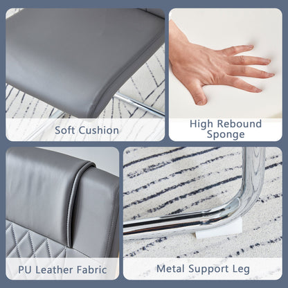 Table and Chair Set.63'x31.5x30' Black Marble-Patterned Slabs Tabletop With Stainless Steel Butterfly Legs.Paried With 6