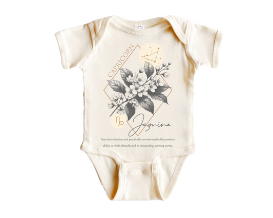 Capricorn Floral Celestial - Baby Boy Girl Clothes Infant Bodysuit Funny Cute Newborn