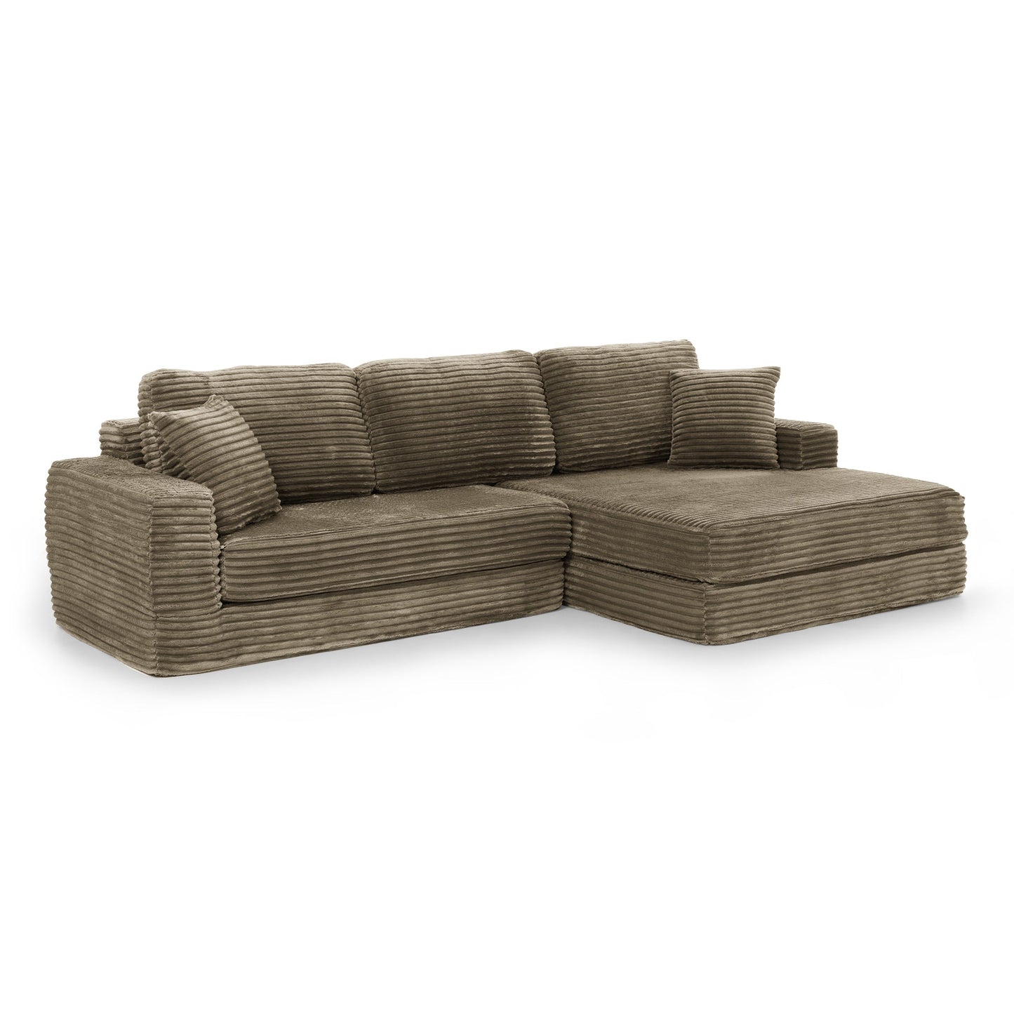 Right Sofa Seat,L Shape Modular Sectional Sofa, Compressed Sectional Sofa Modern Minimalist Style Corduroy Couch,Unfold