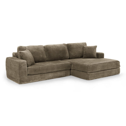 Right Sofa Seat,L Shape Modular Sectional Sofa, Compressed Sectional Sofa Modern Minimalist Style Corduroy Couch,Unfold