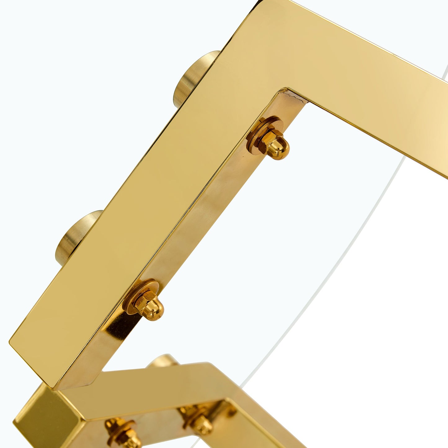 Modern Luxurious Round Tempered Glass Dining Table With Gold 7-Shaped Metal Legs,suitable for Family Meals, Office Confe