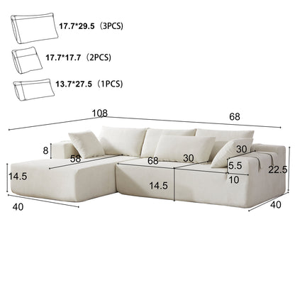Modern Chenille Upholstered Sectional Sofa Couch Set,Modular 108' L Shaped Sectional Living Room Sofa Set With 6 Pillows
