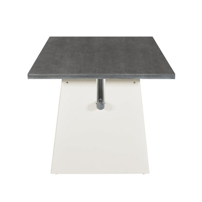 Modern 7-Piece Dining Table Set With Trestle Dining Table and 6 Upholstered Dining Chairs, Compact Kitchen Table Set For