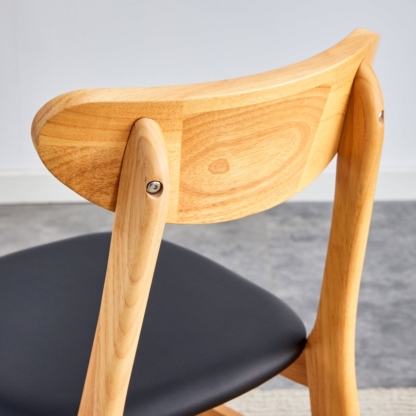 4 the Stylish and Durable Solid Wood Dining Chair, Small Curved Back, PU Cushion, and Beautiful Shape Match Perfectly Wi