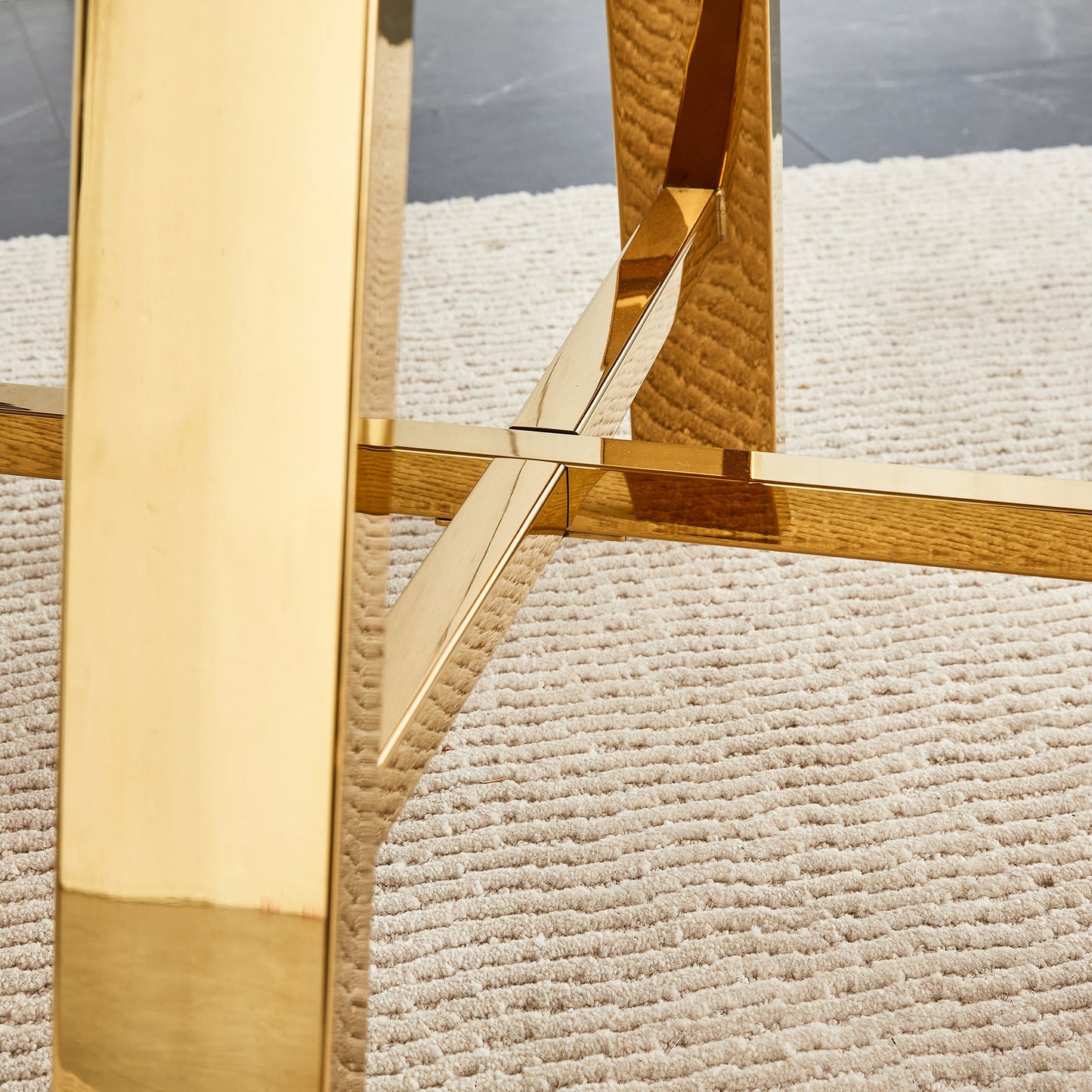 Modern Minimalist White Patterned Circular Dining Table and Coffee Table. MDF Desktop, Diameter 42 Inches, Stainless Ste