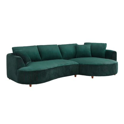 122.04 Inch Corduroy Upholstered Sectional Sofa With Right Facing Chaise for Living Room Office Corner Corduroy Modern S
