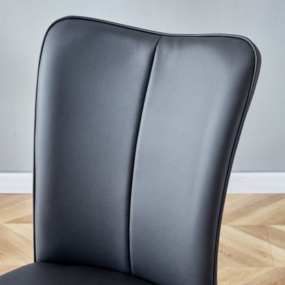 Table and Chair Set.63'x31.5x30' Black Marble-Patterned Slabs Tabletop With Stainless Steel Butterfly Legs.Paired With 4