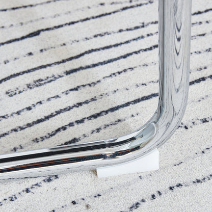 Table and Chair Set.63'x31.5x30' Black Marble-Patterned Slabs Tabletop With Stainless Steel Butterfly Legs.Paried With 6