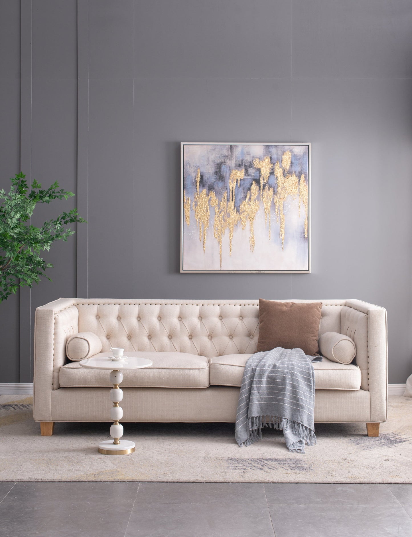 50x60' Gray Striped Decorative Throw Blanket With Tassels and Horizontal Stripes, 2 Pack