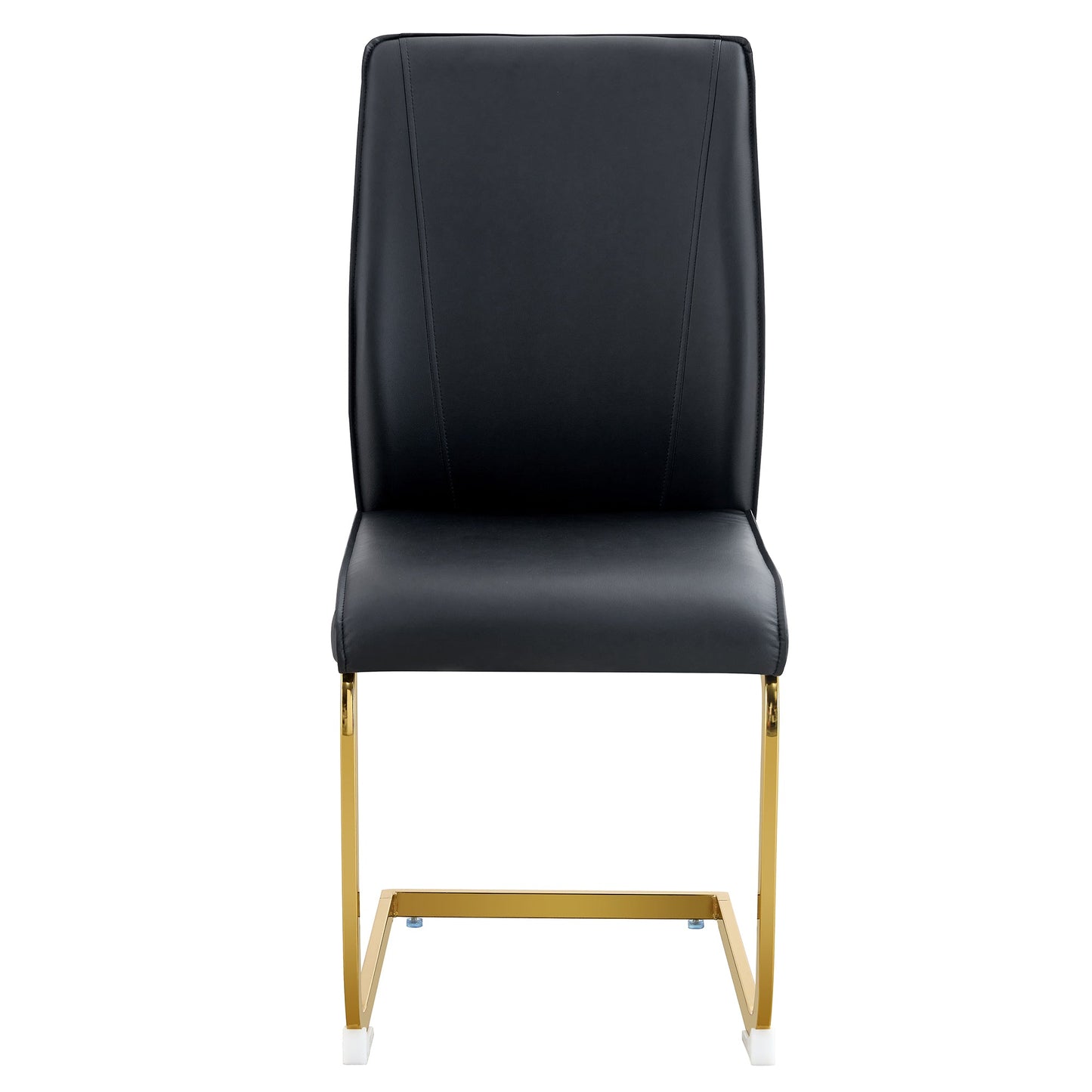 Luxury Simple Arch Chair Set of 8 BLACK PU Material High Resilience Dining Chair With Gold Metal Legs