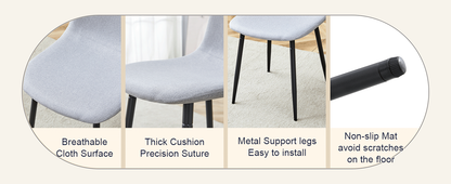 Table and Chair set.A Minimalist Retro Rectangular Dining Table With a Specially Textured Top and Black Metal legs.Paire