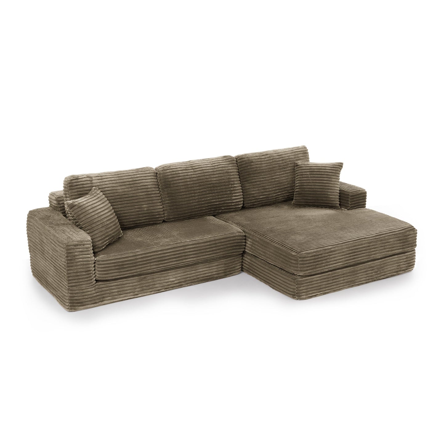 Right Sofa Seat,L Shape Modular Sectional Sofa, Compressed Sectional Sofa Modern Minimalist Style Corduroy Couch,Unfold