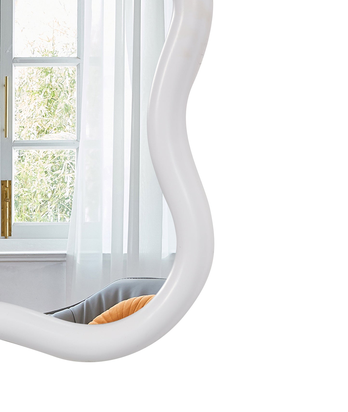 Solid Wood Wavy Rectangle  Mirror-Natural-Wood   40' X 28' Modern Mirror Wall Decor for Bathroom, Bedroom, Living Room,