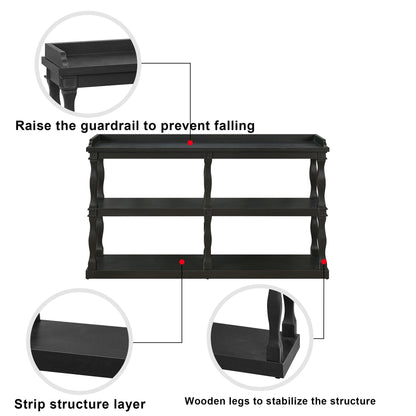 Console Table With 3-Tier Open Storage Spaces and Roman Column Effect Support Legs,Narrow Sofa Entry Table for Living Ro