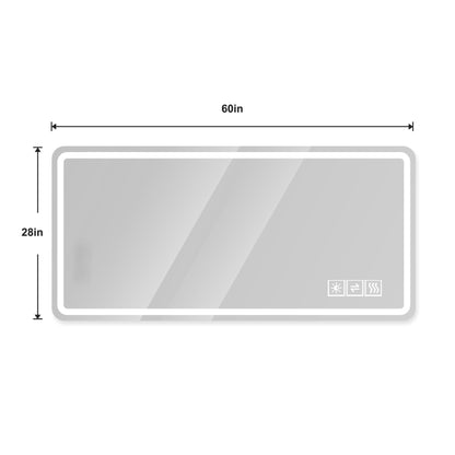 28*60inch LED Bathroom Vanity Mirror ,Wall Mirror,Anti-Fog, Dimmable,Shatter-Proof Tempered Glass,  Ideal for Bathroom W