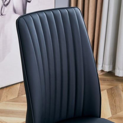 A Set of 4 Dining Chairs, Black Dining Chair Set, PU Material High Backrest Seats and Sturdy Leg Chairs, Suitable for Re