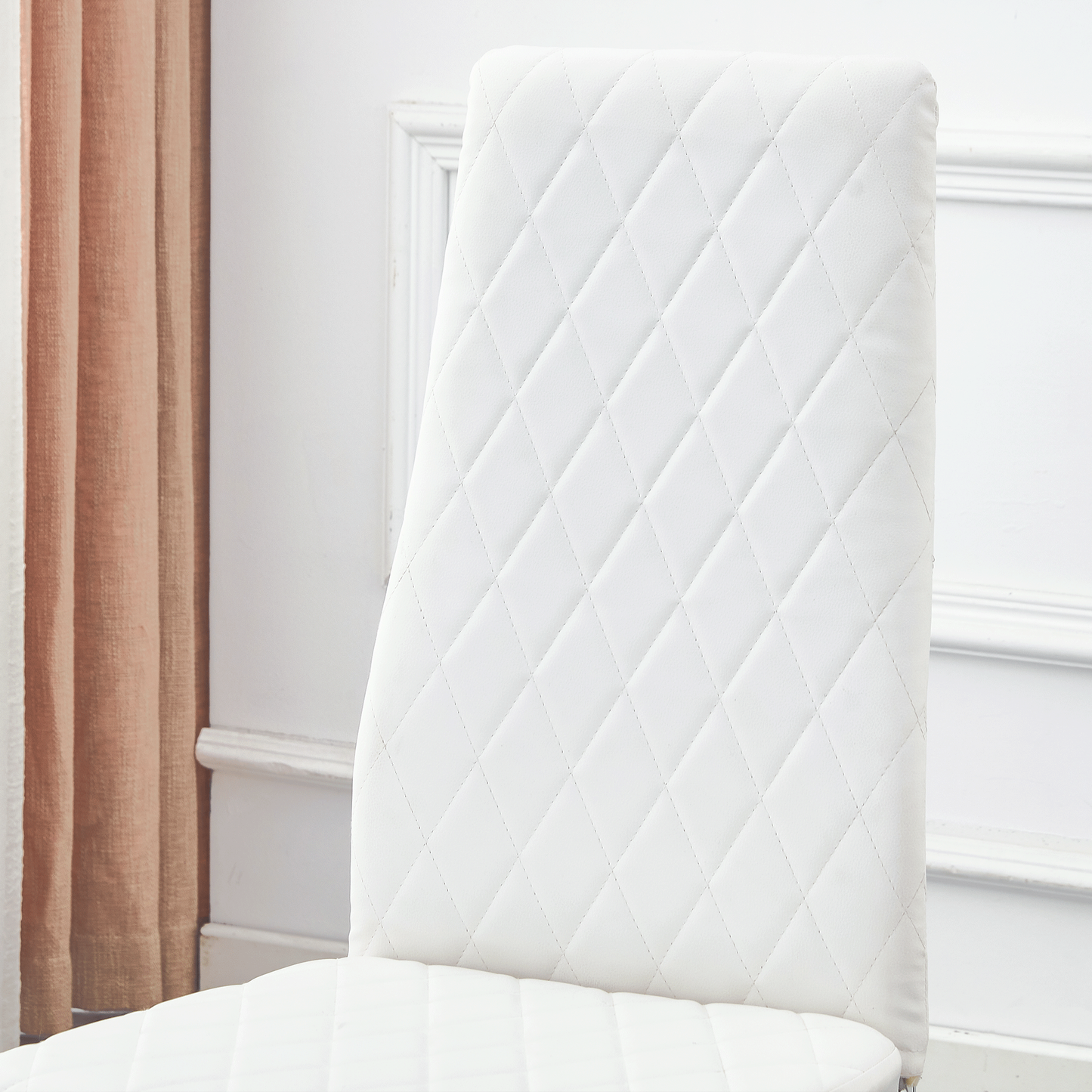 Modern Style Dining Chairs Set of 6 in White, Essential for Minimalist Homes.Meeting Family Dining Needs,PU Material Sea