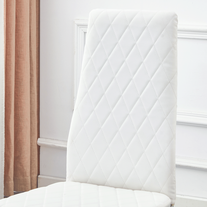 Modern Style Dining Chairs Set of 6 in White, Essential for Minimalist Homes.Meeting Family Dining Needs,PU Material Sea