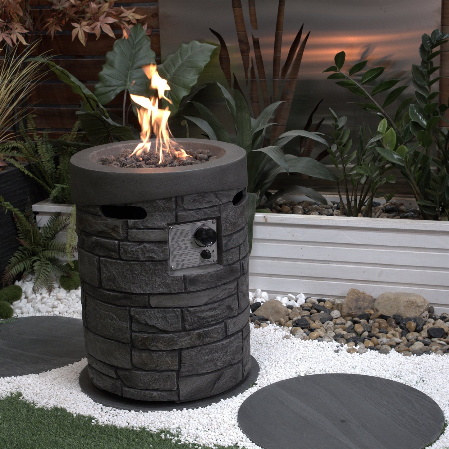 32000 BTU, CSA Certification Diameter 20 Inch Round Outdoor Gas Fire Pit,Contain 2.5kg Lava Stone and Rainproof Cover,Ma