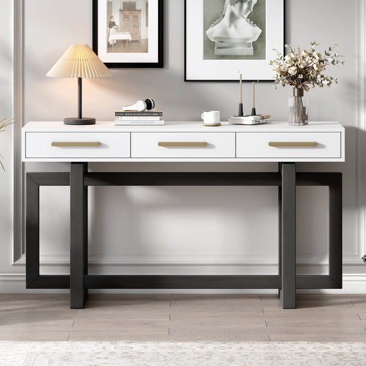 Elegant Console Table With Three Drawers, Extra Long Entryway Table for Entryway, Hallway, Living Room, Foyer, Corridor
