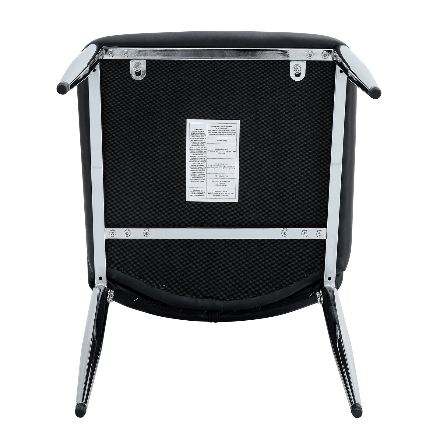 Set of 8 Black PU Comfort Dining Chairs With Extended Backrest and Silver Metal Legs