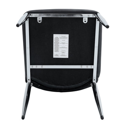 Set of 8 Black PU Comfort Dining Chairs With Extended Backrest and Silver Metal Legs