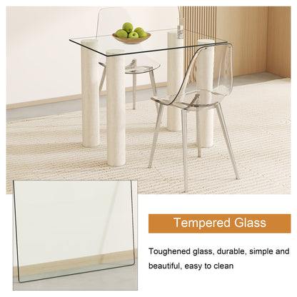 ONLY Separate Glass Tabletop.24*36 Inch Rectangular Heat-Resistant Transparent Tempered Glass Tabletop.Suitable for Vari