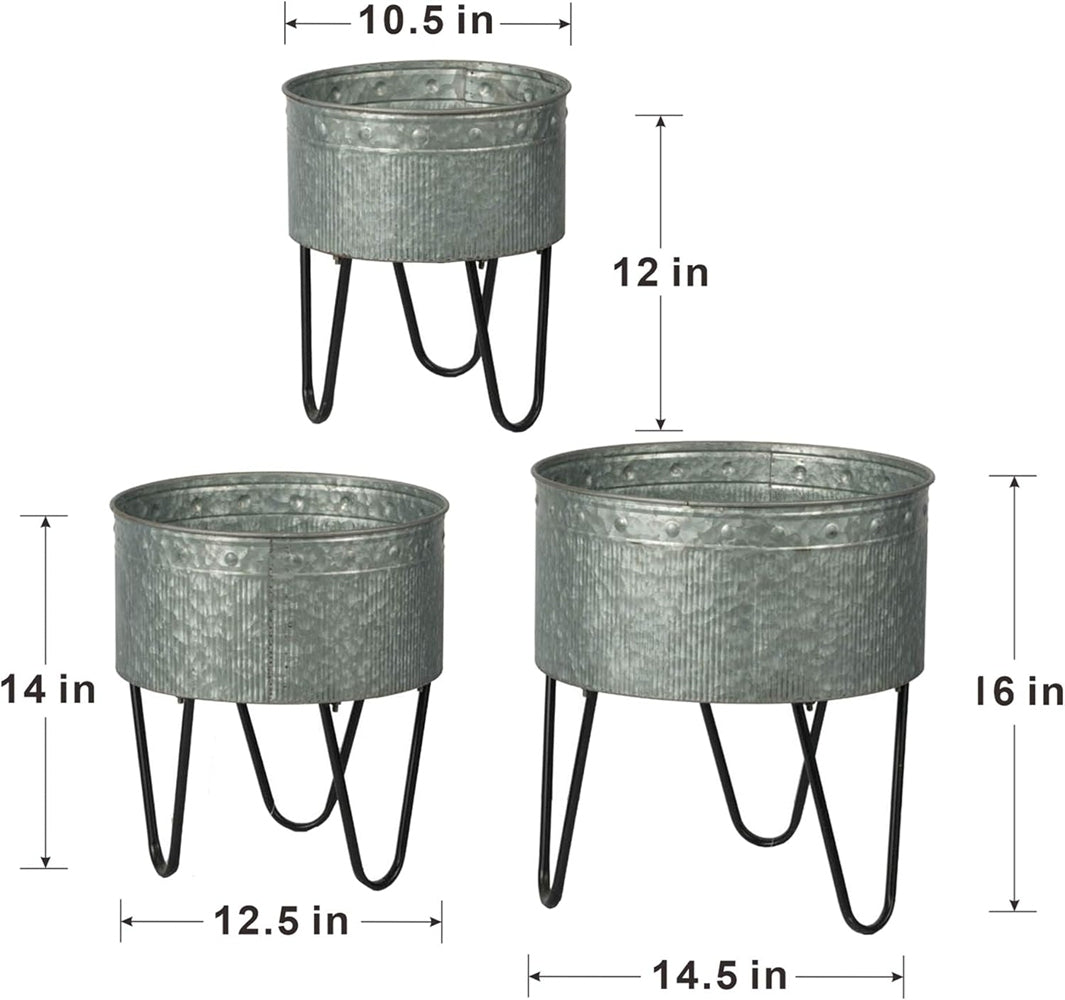 Set of 3 Huxley Metal Decorative Pots