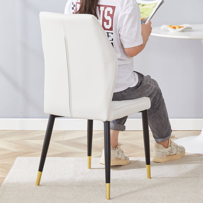 4 Modern Dining Chairs With Stylish PU Patterned Backrest and Black Metal Legs for a Comfortable Home Experience in the