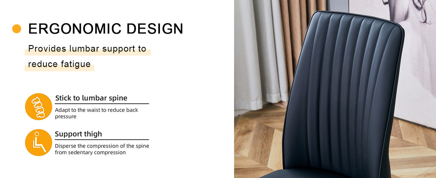 A Set of 4 Dining Chairs, Black Dining Chair Set, PU Material High Backrest Seats and Sturdy Leg Chairs, Suitable for Re