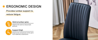 A Set of 4 Dining Chairs, Black Dining Chair Set, PU Material High Backrest Seats and Sturdy Leg Chairs, Suitable for Re