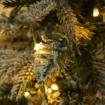 Pre-Lit Christmas Artificial Tree 4-Piece Set, Garland, Wreath and Set of 2 Entrance Trees, X-Mas With LED Lights, PVC F