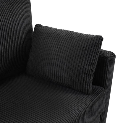 Twin Size Sofa Bed 47.2' Sleeper Sofa Loveseat With Foldable Mattress, Side Table, Storage Pocket, USB Ports, Black Cord