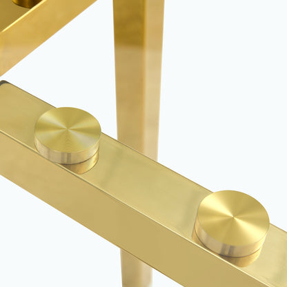 Modern Luxurious Round Tempered Glass Dining Table With Gold 7-Shaped Metal Legs,suitable for Family Meals, Office Confe