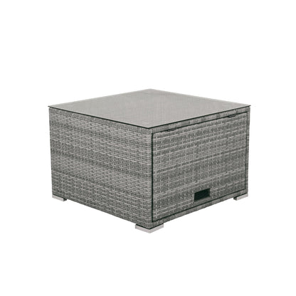 Patio Furniture Set Outdoor Daybed Rattan Sectional With Cushions and Center Table, Beige, Iron & Rattan, Multiple Sizes