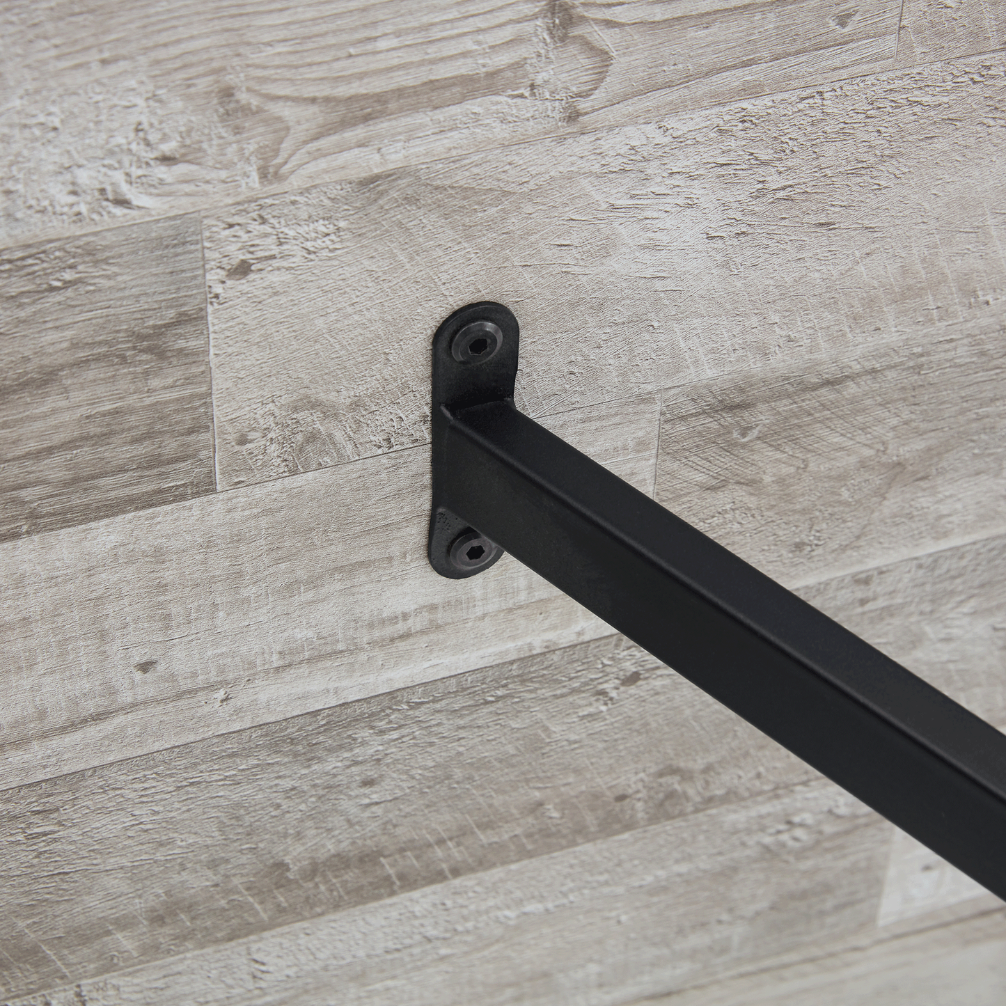 Table and Chair set.A Minimalist Retro Rectangular Dining Table With a Specially Textured Top and Black Metal legs.Paire