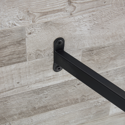 Table and Chair set.A Minimalist Retro Rectangular Dining Table With a Specially Textured Top and Black Metal legs.Paire