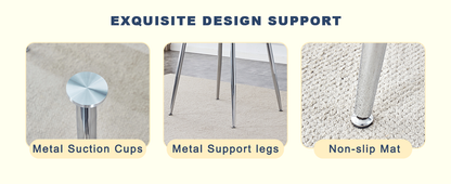 Table and Chair set.A 38.6' Transparent Tempered Glass Round Dining Table-Silver Metal Legs.Paired With 6 BLACK PU Mater