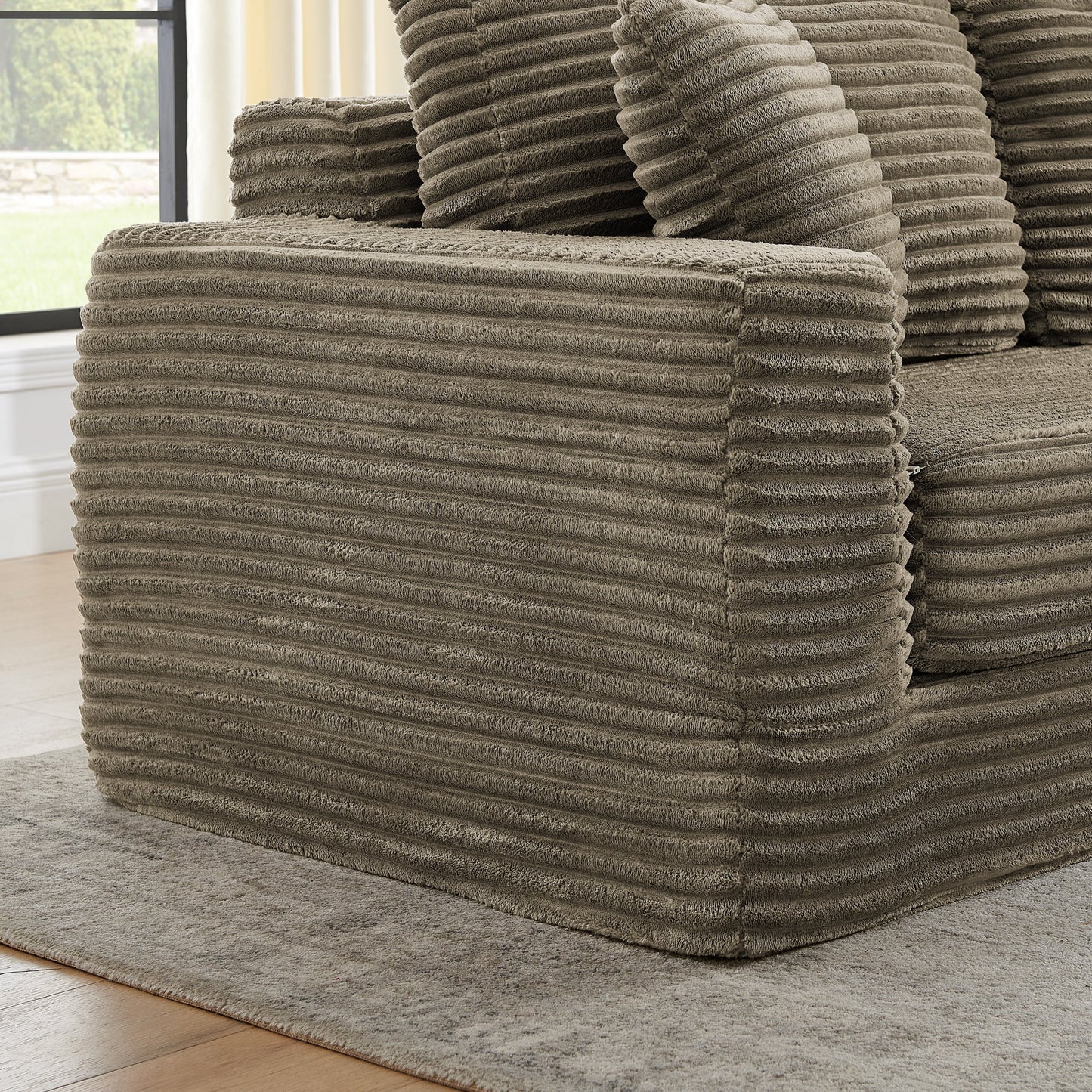 Right Sofa Seat,L Shape Modular Sectional Sofa, Compressed Sectional Sofa Modern Minimalist Style Corduroy Couch,Unfold