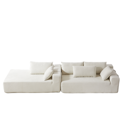Modern Chenille Upholstered Sectional Sofa Couch Set,Modular 108' L Shaped Sectional Living Room Sofa Set With 6 Pillows