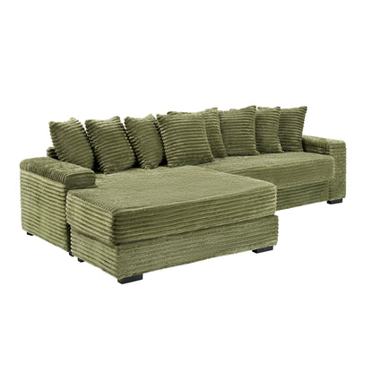 111.4 'Green Flannelette Sofa, Elegant Shelter Choice - Living Room, Bedroom, Office Ideal Companion, With Eight Exquisi