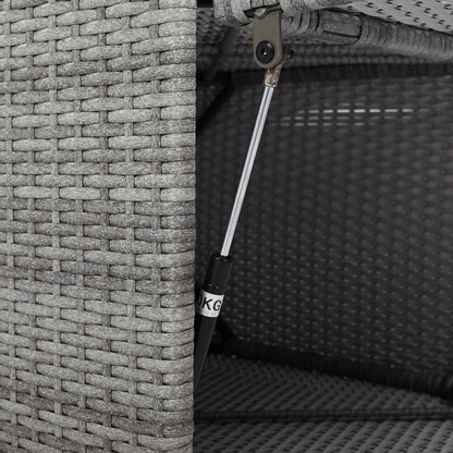 Patio Furniture Set Outdoor Daybed Rattan Sectional With Cushions and Center Table, Beige, Iron & Rattan, Multiple Sizes