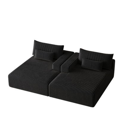 102' Oversized Sectional Lounge Chaise,No Assembly Required,Cloud Plush Loveseat With Reclining Sofa Bed,Fluffy Modern S