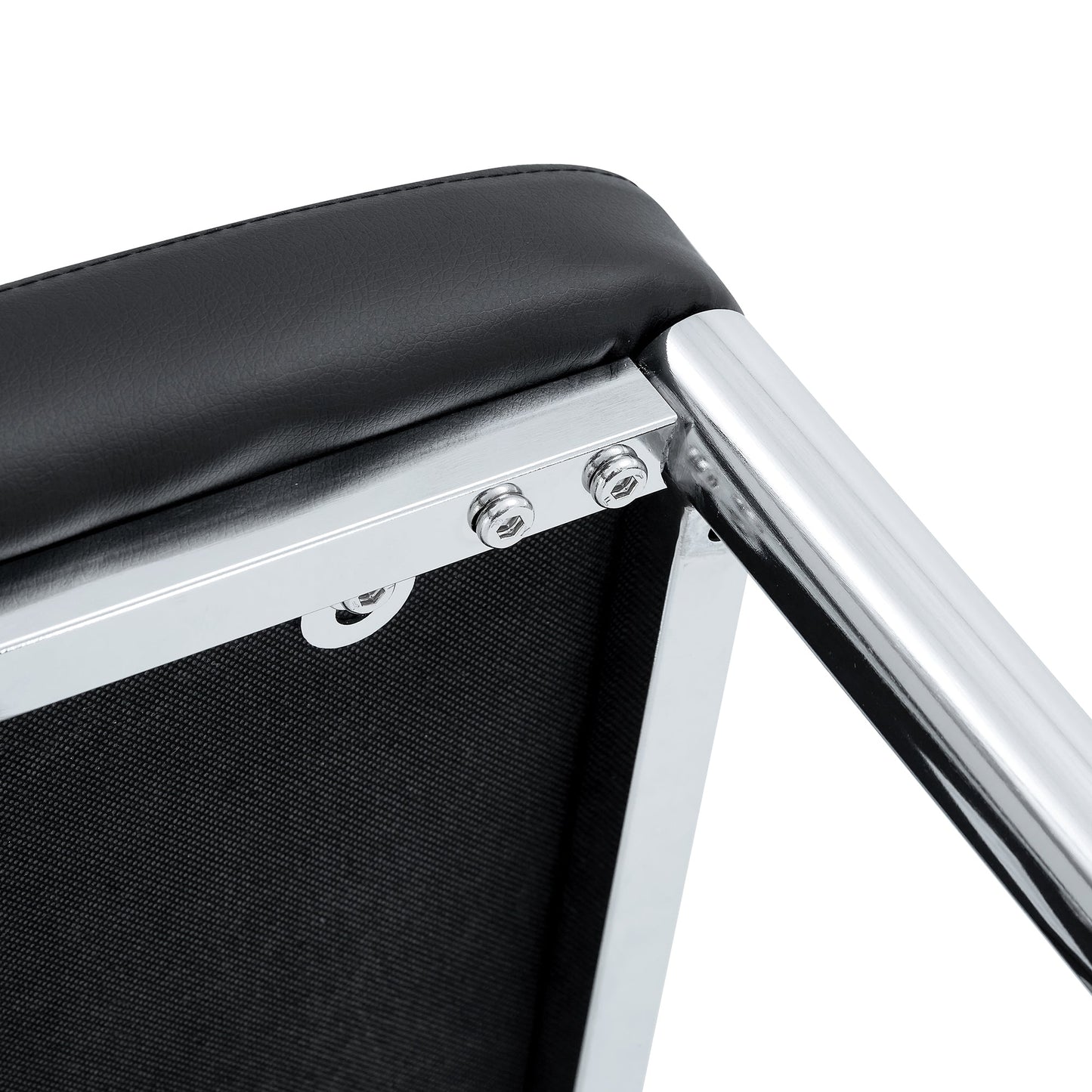 Set of 8 Black PU Comfort Dining Chairs With Extended Backrest and Silver Metal Legs